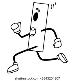 rectangle character running illustration hand drawn outline vector