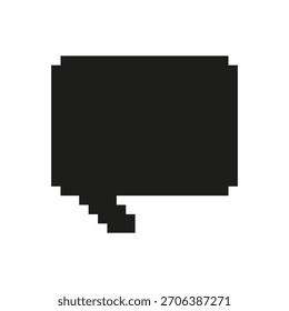 Icono de silueta pixelada de chat de rectángulo. Pixel Art Símbolo de la ventana de mensajes para la comunicación. Ilustración vectorial aislada.