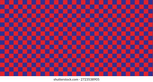 Tablero de ajedrez rectangular con fondo de cuadrados muy Pequeños. Azul Rojo colores a cuadros. Eps 10
