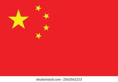 Rectangle China Flag with Red Color and Five Yellow Star