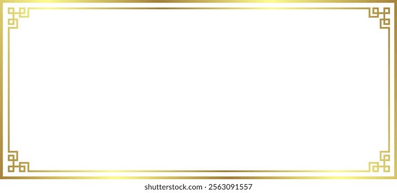 rectangle chinese ornament frame pattern gold vector. rectangular asian new year festival background decoration