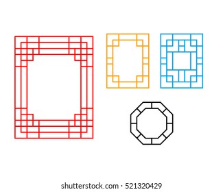 Rectangle Chinese window with pattern, vector