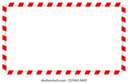 Rectangle christmas candy cane frame vector illustration. Xmas and happy new year decorative border. Red white decoration element