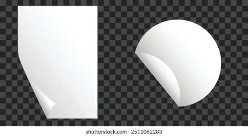 rectangle and circle blank paper sheet vector on transparent background 