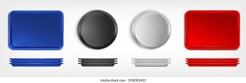 Rectangle and circle food trays top view