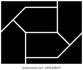 Rectangle collage family photo background design, 6 empty picture frame black and white border grid moodboard.