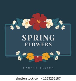 Rectangle colorful floral badge vector