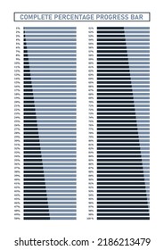 Rectangle Complete Percentage Progress Bar 1 - 100% Template Isolated On White Background.