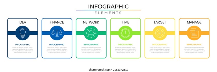 Rectangle concept infographic elements plan concept design vector with icons. Annual timeline network project template for presentation and report.