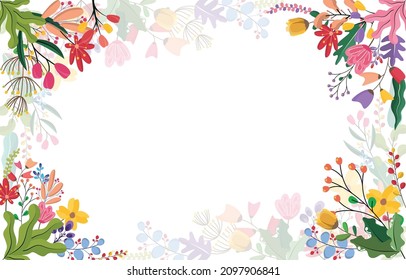 Rectángulo Esquina Primavera Flor Flor Flor Placa Floral Tarjeta de marco Vector Decoración