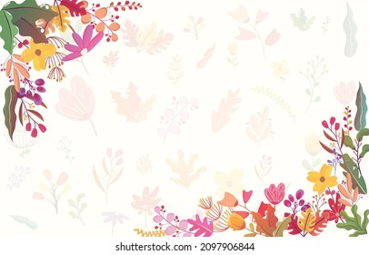 Rectangle Corner Spring Flower Floral Plant Frame Card Vector Decoration