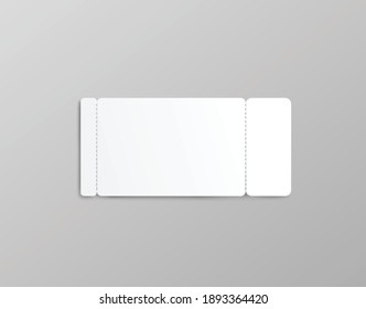 Rectangle Coupon Or Ticket Mockup With Two Stub Rip Lines - Realistic Blank Template For Event Admission Card Or Boarding Pass. Vector Illustration.