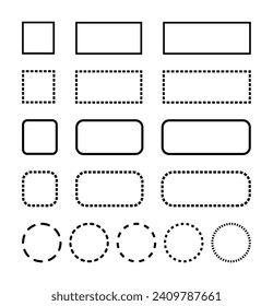 Rectangle and cricle shape solid and dot outline background.