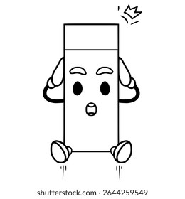 rectangle cube character illustration hand drawn outline vector