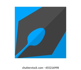 rectangle cutlery spoon pen silhouette image vector icon