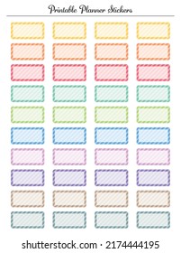 Rectangle diagonal half box stickers for planner. Colored printable sheet