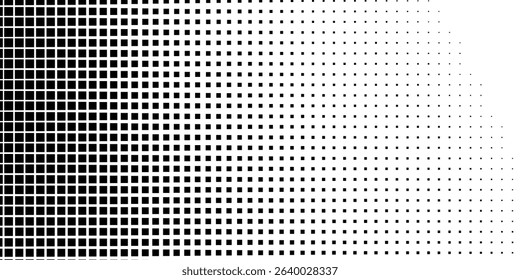 Rectangle dotted halftone gradient texture. Vanishing polka dot background. Repeating dots gradation modern abstract design