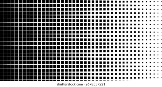 rectangle dotted halftone gradient texture. Vanishing polka dot background. Repeating dots gradation abstract 