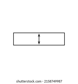 Rectangle with double arrow inside. Vector drawing with size. Icon on white background. 