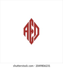 rectangle element letter A E D vertor in red colour 