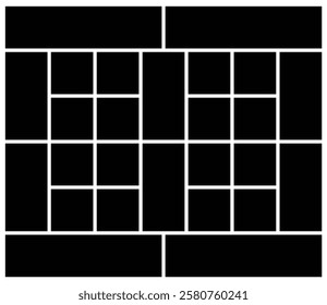 Rectangle empty photo collage grid template background. Tiles and mosaic picture frame for wall mood board and presentation. Family people photo album collage .
