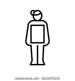 Rectangle female body type black line icon for digital and print projects. Minimal clean icons for apps and websites. Modern simple icons for UI UX and branding