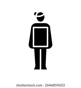 Icono plano negro tipo cuerpo femenino rectángulo para proyectos digitales e impresos. Iconos limpios mínimos para App y Sitios web. Iconos modernos y sencillos para UI UX y branding