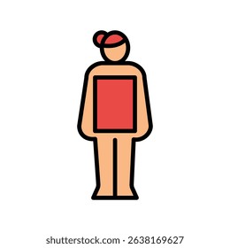 Rectangle female body type color line icon for digital and print projects. Minimal clean icons for apps and websites. Modern simple icons for UI UX and branding