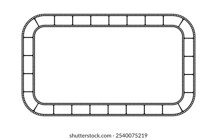 Rectangle film strip frame. Movie or photo camera tape border isolated on white background. Storyboard layout. Photographies collage template. Vector graphic illustration.