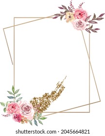 Rectangle Flower Frame With Pink And Purple Flower Vector