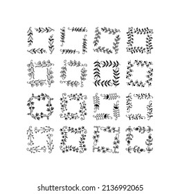 Rectangle Flower Frame-related vector element with line style. Perfect for any purpuse use. Decorative outline vector illustration. Botanical and flower circle frame.
