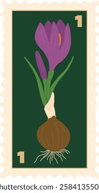 Rectangle Flower Postmark Vector Illustration