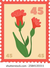 Rectangle Flower Postmark Vector Illustration