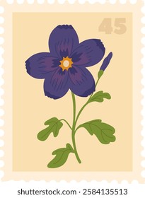 Rectangle Flower Postmark Vector Illustration