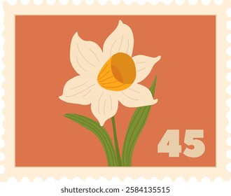 Rectangle Flower Postmark Vector Illustration