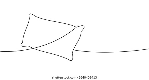 Rectangle fluffy pillow one line continuous drawing. Orthopedic pillow. Vector illustration.