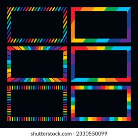 Rectangle frame border collection with rainbow colors