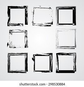 Rectangle Frame Brush Stroke. Gunge Elements. Vector Illustration.