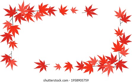 rectangle frame by autumn Japanese maple leaves