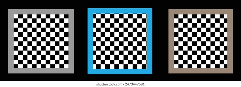 Rectangle frame with check print borders. Black checkers frame. Photo frame. Eps10.