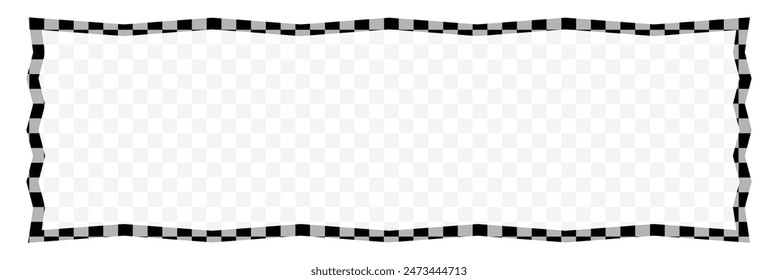 Rectangle frame with checkered print on borders. Rectangular vignette with checkerboard, race flag or chess game pattern isolated background. Rectangle frame with check print borders. Eps 10.