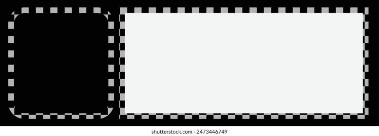 Rectangle frame with checkered print on borders. Rectangular vignette with checkerboard, race flag or chess game pattern isolated background. Rectangle frame with check print borders. Eps 10.