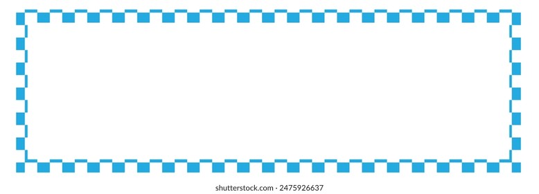 Rectangle frame with checkered print on borders. Rectangular vignette with checkerboard, race flag or chess game pattern isolated on white background. Vector graphic illistration.