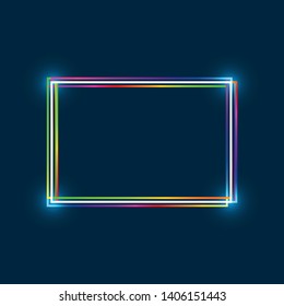 Rectangle frame with colorful multi-layered outline and glowing light effect on blue background