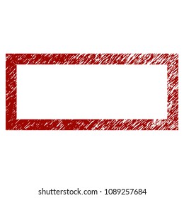 Rectangle frame distress textured template. Vector draft element with grainy design and unclean texture in red color. Designed for overlay watermarks and rubber seal imitations.