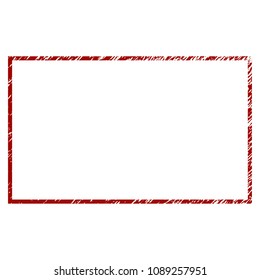 Rectangle frame distress textured template. Vector draft element with grainy design and distressed texture in red color. Designed for overlay watermarks and rubber seal imitations.