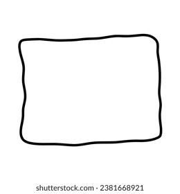 Rectangle frame. Doodle hand drawn wavy curve deformed textured frame. Border sketch. Vector illustration isolated on a white background.
