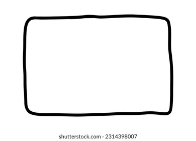 Rectangle frame. Doodle wavy curve deformed textured frame. Border sketch. Vector illustration on a white background.