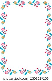 Rectangle Frame flower frame wreath floral leaf borders colorful natural cute blossom love green pink decoration wedding card anniversary celebration greeting success birthday valentine Christmas