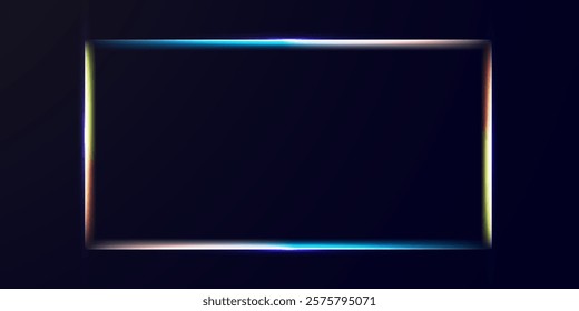 Rectangle frame with glowing light vector editable